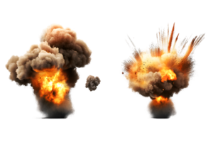 dramático explosão com ondulante fumaça e intenso chamas em erupção para dentro a ar exibindo uma poderoso exibição do energia e caos dentro uma vívido cena. png
