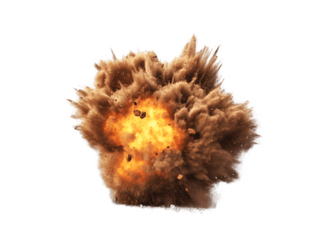 dramatisk explosion släppa loss en kaotisk moln av damm och eldig lågor belysande de scen med intensiv energi och kraftfull tvinga skapande en slående visuell påverkan png