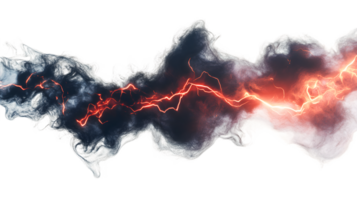 Dramatic sky filled with dark swirling clouds illuminated by vivid lightning creating an electrifying and intense atmosphere. png