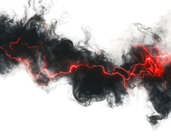 Dramatic storm clouds illuminated by fiery red lightning create a breathtaking and powerful display of nature's energy in the turbulent sky png