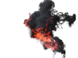 Dynamic smoke with swirling red and orange flames amidst dark wisps creating an intense dramatic visual effect of combustion and energy png
