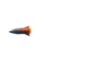 Sleek rocket in mid-launch with vibrant flames and smoke trailing behind symbolizing technological advancement and space exploration. png