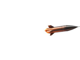 Sleek rocket soaring through a clear blue sky during launch, leaving a trail of flames and smoke in a display of innovation and progress in aerospace technology png