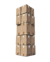 Tall stack of neatly arranged cardboard boxes showcasing organizational efficiency and reflecting the theme of storage and logistics in a minimalist presentation png
