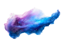 Vibrant cosmic nebula with swirling blues and purples scattered with shimmering stars in the vastness of space png