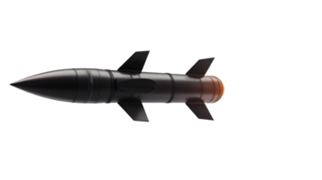 Detailed view of a sleek missile highlighting its aerodynamic design and advanced components showcasing military technology and engineering precision. png