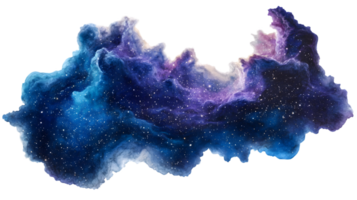 Vivid cosmic nebula swirling with deep blue and purple clouds illuminated by scattered white stars creating an ethereal and otherworldly celestial atmosphere png