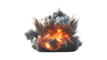 dramático explosão criando uma poderoso nuvem do fumaça e vibrante fogo capturando a caótico energia do uma violento evento png