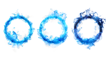 Dynamic circular water splashes in varying shades of blue creating a sense of motion and energy in an abstract representation of fluidity and nature png