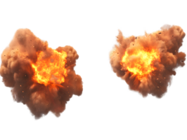 Dynamic explosion with fiery flames and dark smoke clouds creating a dramatic visual impact full of chaotic energy and intensity png