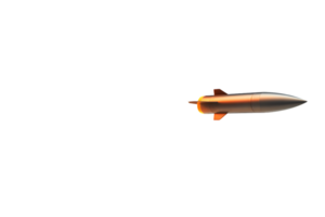 Sleek missile soaring through a clear blue sky leaving a trail of smoke behind with soft clouds in the background png