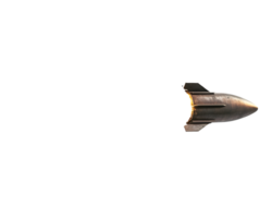 Sleek spaceship soaring through blue sky with fiery trail representing adventure and exploration in a vivid display of innovation and technology. png