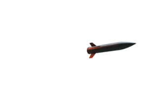 Missile soaring through the sky showcasing advanced technology and streamlined design png