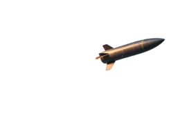 Sleek missile soaring through the clear blue sky showcasing advanced technology and swift motion during a test flight png