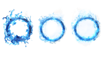Dynamic water splashes in vibrant blue creating distinct circular patterns showcasing fluid energy and creativity png