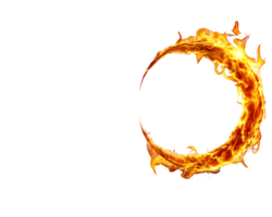 Vibrant circular flames creating dynamic energy against a contrasting black background, embodying heat and intensity in a captivating visual representation. png