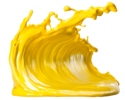 vibrante respingo do amarelo líquido semelhante a uma onda forma exibindo enérgico movimento e criatividade com uma lustroso superfície criando a impactante visual experiência png