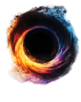 Vibrant spiral of swirling energy with a dark center surrounded by cosmic hues creating a sense of dynamic movement and depth in an abstract design png
