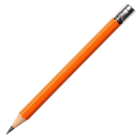 A simple orange office pencil placed on a surface, ready for writing or drawing tasks in a workplace setting, A plain regular orange office pencil png