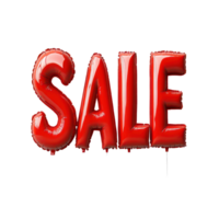 Bright red inflatable SALE letters on a clean transparent background promoting discounts and special offers, 3D Inflated Red SALE Text on transparent background png