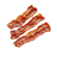 Crispy bacon strips served on a plate against a clean background for a delicious breakfast option, bacon in plateisolated on transparent background png
