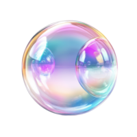 Crystal glass bubbles create stunning refractions and vibrant holographic colors in bright light, 3d crystal glass bubble with refraction and holographic effect isolated on transparent background png