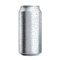 A simple aluminum can isolated with water drops, showcasing a sleek design and refreshing essence, aluminum can without label with water drops isolated onisolated on transparent background png