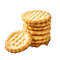 Delicious butter biscuits with sugar stacked on a transparent background ideal for desserts or snacks, Biscuits butter with sugar isolated on transparent background png