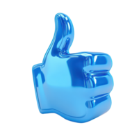 Blue thumbs up like icon on a clean transparent background representing approval and positivity in digital communication, 3D Blue Thumbs Up Like Icon on transparent background png