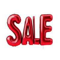 Bright red inflated sale text on a clean transparent background to promote discounts and special offers, 3D Inflated Red SALE Text on transparent background png
