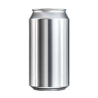 Stainless aluminum beverage can isolated on a transparent background, ready for refreshing drinks and refreshments, 330 ml aluminum beverage drink soda can isolated on transparent background png