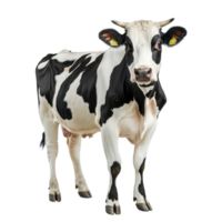 A black and cow standing alone against a plain background in a serene setting, a black and cow is standing on top isolated a transparent background png