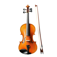 A beautifully crafted violin and bow on a clean transparent background highlighting musical artistry, a violin with a bow on a isolated on transparent background png