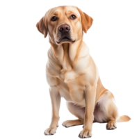 A beautiful Labrador retriever sitting calmly against a backdrop, showcasing its friendly and loyal nature, Beautiful Labrador retriever on transparent background png