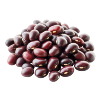 Azuki bean seeds scattered on a clean transparent background highlighting their rich, vibrant color and smooth texture, Azuki Bean or Red Bean Seeds on transparent background png