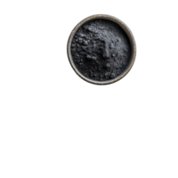 Activated charcoal powder and blocks isolated on a clean transparent background showcasing their natural texture, Activated charcoal and powder isolated on transparent background png