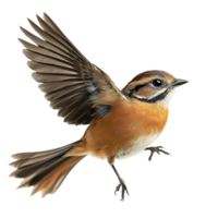 A striking bird with a brown and black body and wings taking flight in a natural setting, bird with a brown and black body and wings, transparent background. png