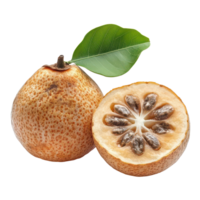 Bael fruit isolated on a bright transparent background showcasing its unique texture and internal structure, Bael fruit isolated on transparent background png