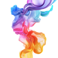 Multicolored flowing patterns create an artistic display of transparent background fluid dynamics, 3d rendering multicolored flowing isolated transparent background png