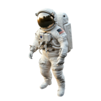 An astronaut stands in a spacesuit on a transparent background, preparing for a mission to explore outer space, Astronaut isolated on transparent background png