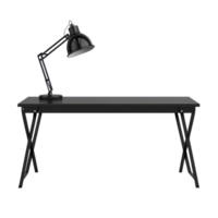 Modern black office desk with adjustable lamp on a transparent background, perfect for a stylish workspace, Black office desk with lamp table isolated on transparent background png