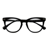 Chic black nerd glasses displayed against a minimalist transparent background for modern eyewear enthusiasts, Black Nerd Glasses, transparent background. png