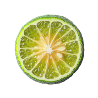Freshly sliced bergamot with water droplets captured in natural light on a transparent background, bergamot or Thai lime slice with drop of water on transparent background png
