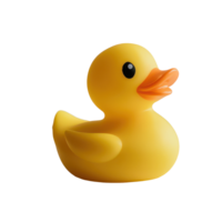 A cheerful yellow rubber duck rests on a clean surface, ready for playtime and summer fun, a yellow rubber duck toy sitting on a surface, transparent background png