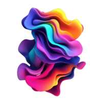 Colorful fluid shapes with gradient transitions against a black background in an artistic digital composition, 3D Shapes with Fluid Color Transitions on Black Background, transparent background. png