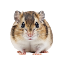 A fluffy hamster sitting calmly on a smooth surface, showcasing its adorable features and bright eyes, a small hamster, transparent background. png