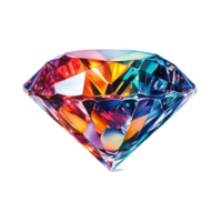 A vibrant diamond reflecting a spectrum of colors under soft light on a neutral background, an illustrative photograph a colorful diamond, transparent background. png