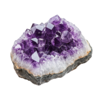 Amethyst crystal druse macro view showcasing intricate natural formations in purple hues, Amethyst crystal druse macro mineral isolated on transparent background png