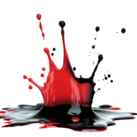 Dynamic black and red color splash creating a striking isolated effect against a transparent background, black red color splash isolated on transparent background png