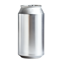 Aluminum beverage can isolated on a transparent background with condensation, perfect for refreshing drinks on hot days, Aluminum Beverage Can isolated on transparent background png